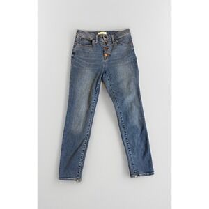 Madewell 9" Mid Waist  Skinny Crop Blue Jeans Size 28 Denim‎ Button Fly Strechy